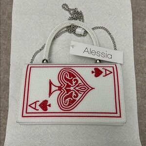 Alessi Red and White Beaded Clutch new